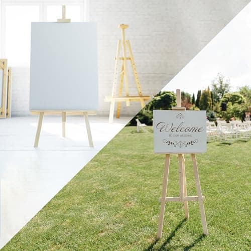 Grand chevalet en bois 150 cm (2 pièces) - support en toile chevalets de mariage de terrain réglable en hauteur pour enfants et adultes Bois de Pin