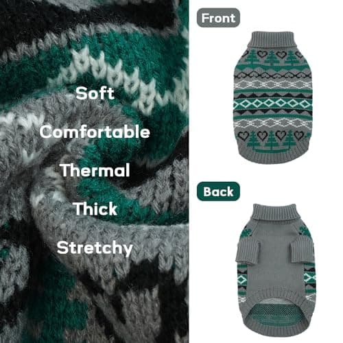 Pull-Overs pour Chien/Chat, Pull de Noël pour Chien Chat Vêtements d'hiver pour Animaux de Compagnie Roulé Tricot Chandails De Noël pour Chiens pour Temps Froid(Gris, XS)