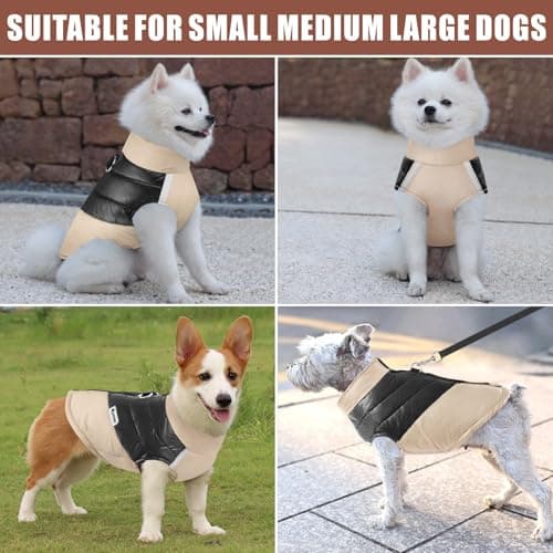 Idepet Manteau d'hiver pour Chien Vêtements Imperméables pour Petit Moyen Grand Chien Chat Taille S L L XL XXL 3XL 4XL 5XL (Couleur Kaki, S)