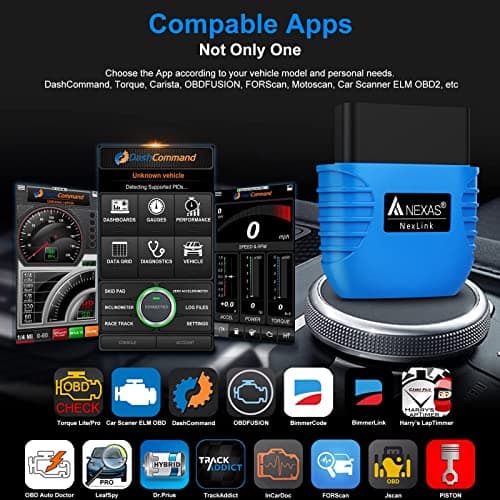 Nexlink OBD2 Bluetooth 5.0 pour Voiture et Moto OBD2 Appareil de Diagnostic Bluetooth OBD2 Adaptateur Bluetooth pour iOS et Android