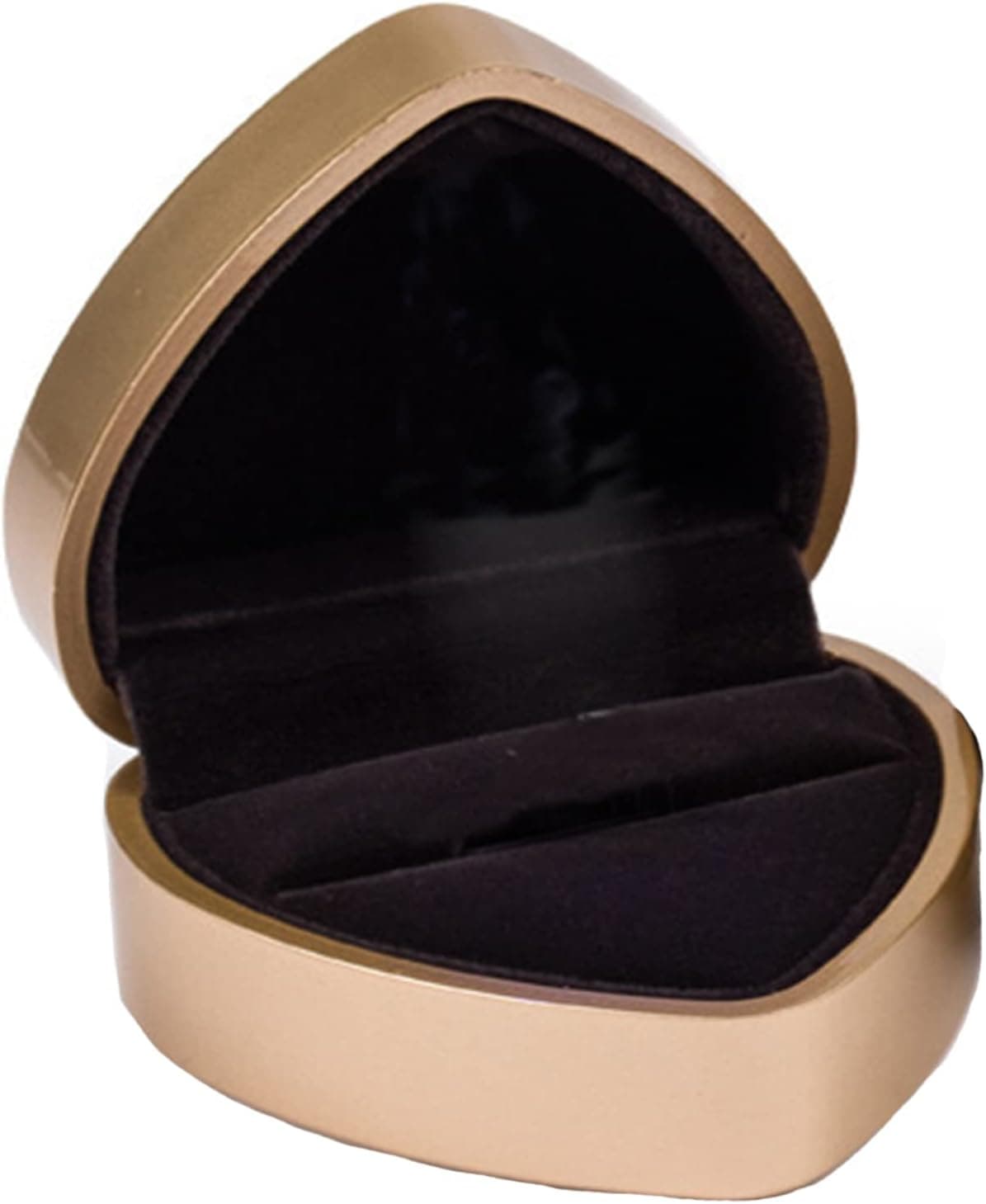 Boîte à bagues en forme de cœur, en velours, boîte à bijoux, boîte cadeau pour mariage, fiançailles, Saint-Valentin (doré)