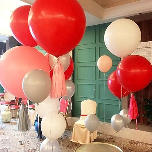XXL Latex Ballons Rouge,36 Pouces Grand Ballon 90cm,10 Pièces Rouge Grand Ballons Ronds,Gonflable Géants Ballons pour Anniversaire,Mariage,Halloween,Noël, Evénements Fête Décorations