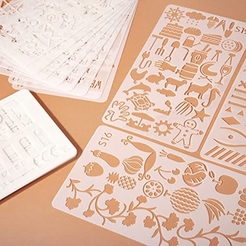 Pochoirs pour Journal Intime Bullet Journal Pochoir Kit Pochoir à Dessin Réutilisable pour DIY Carnet de Notes Scrapbooking 26 Pièces