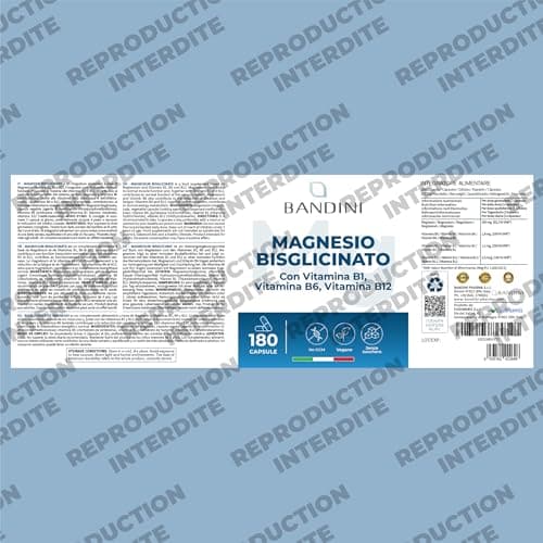 Bandini® Magnésium Bisglycinate + vitamines B1, B6, B12-180 gélules Vegan - Haute Teneur 350mg par jour – Glycinate de Magnésium en capsules - Combat la Fatigue et le Stress - Favorise le Sommeil