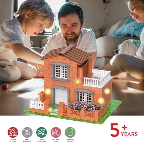 Buroku - Jeu de Construction de Maison en Briques avec Lumières | 270 Pièces en Plastique ABS Sûres pour Les Enfants | Améliore Les Compétences Précoces et Le Développement de l'Intelligence