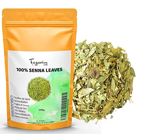 TazarinLtd 100g Feuilles de Séné Entières - Puissant Purgatif, Laxatif Naturel - Favorise le Transit Intestinal et le Nettoyage du Colon - Tisane Detox