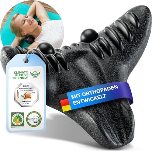 Healthfix® Neckfix - Extenseur de cou orthopédique avec instructions en allemand - Soulagement de la nuque en cas de tension du cou - Protection contre les douleurs au cou (noir)