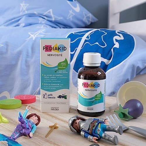 PEDIAKID - Sirop Nervosité -Complément Alimentaire Naturel - Formule Exclusive au Sirop d'Agave - Favorise l'Apaisement - Réduit l'Agitation - Arôme Naturel Cassis - Flacon de 125 ml