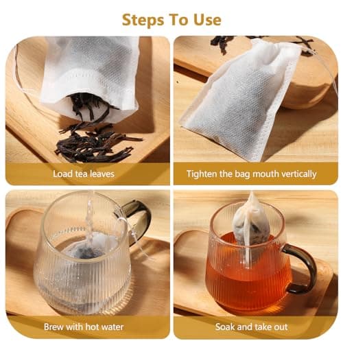 Vinabo 400 Filtre à Thé Papier Jetable, Sachet The a Remplir Jetable avec Cordon de Serrage, 7 X 9 cm Sachet de Thé Réutilisable, pour Thé En Vrac, Café, Thé de Fleurs, Herbes, Epices, Lavande