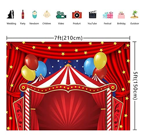 Tente Rouge Cirque thème fête Fond Carnaval carrousel bébé Douche Anniversaire Photographie Fond