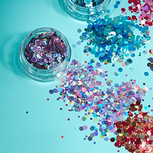 Mystique Brillant épais par Moon Glitter – 100% de paillettes cosmétique pour le visage, le corps, les ongles, les cheveux et les lèvres - 3g - Assortiment de 6 couleurs