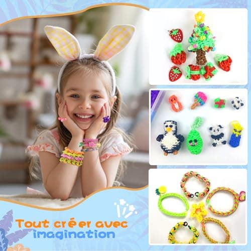 Uolifrem Elastiques Bracelet Kit pour Enfants, 29 Couleurs Elastic Tissés, Élastiques de Bricolage pour la Fabrication de Bracelets, Loom Bands avec Accessoires, Cadeau pour Filles et Garçons