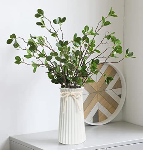 Hauteur 19 cm Vase Conique en Céramique Blanche pour Pampas, Moderne Haut Vase Decoratif pour Centre de Table Deco
