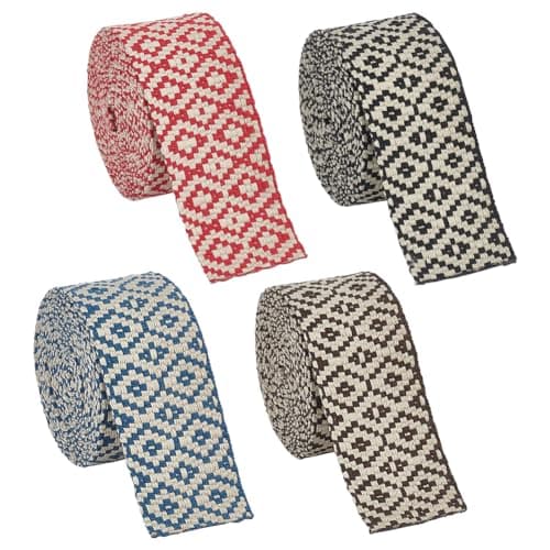 BENECREAT 8 Yards/7.3m Rubans Jacquard Losange 4 Couleurs, Sangle Jacquard Plate de 38mm de Large, Ruban Tissé en Polycoton pour Couture Artisanale et Vêtements, Poignées de Sac