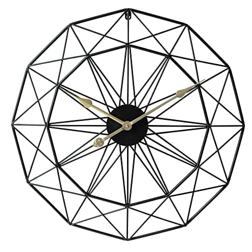 LW Collection Horloge Murale Megan Noir 60 cm - Grande Horloge Murale Industrielle en Métal - Horloge Murale Moderne - Mouvement Silencieux - Horloge Silencieuse
