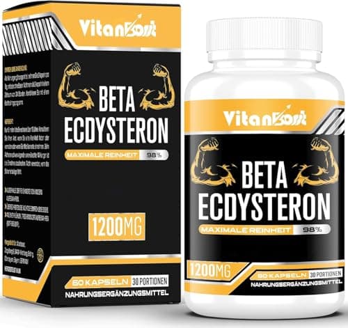 Supplément de Bêta-Ecdystérone 1200 mg | Pureté Maximale de 98% Formulée Pour une Absorption Améliorée (60 unité (Lot de 1))