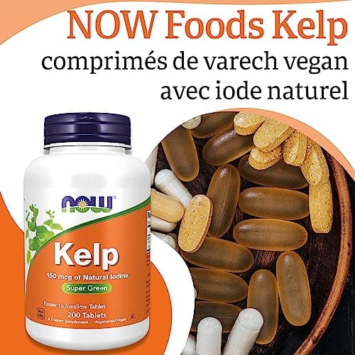 Now Foods, Kelp (Varech), 150 mcg, 200 Comprimés, Testé en Laboratoire, Iode Naturel, Sans Soja, Sans Gluten, Végétarien