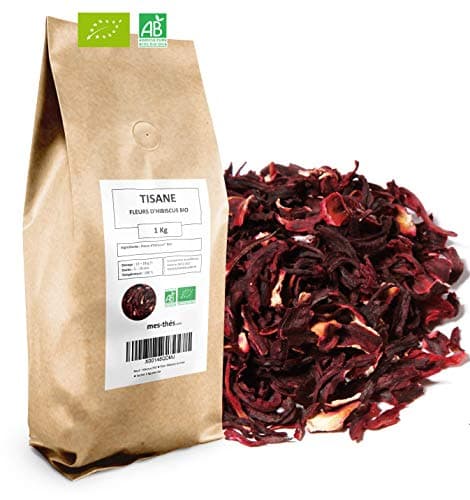 Hibiscus BIO ★ Fleur Hibiscus en Vrac ★ Sachet 1 Kg ★ 400 Tasses ★ 100 % Agriculture Biologique ★ Infusions de Qualité ★ Satisfait ou Remboursé ★