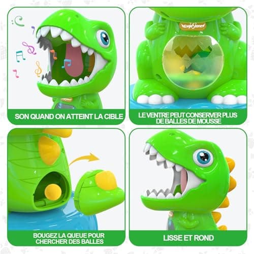 EagleStone Dinosaure Télécommandé avec Tir en Mouvement pour Enfants 3-8 Ans, Jeu de Tir Électronique avec Effets de Fumée, Compteur de Score Automatique, Lumières & Sons, Jouet de Fête