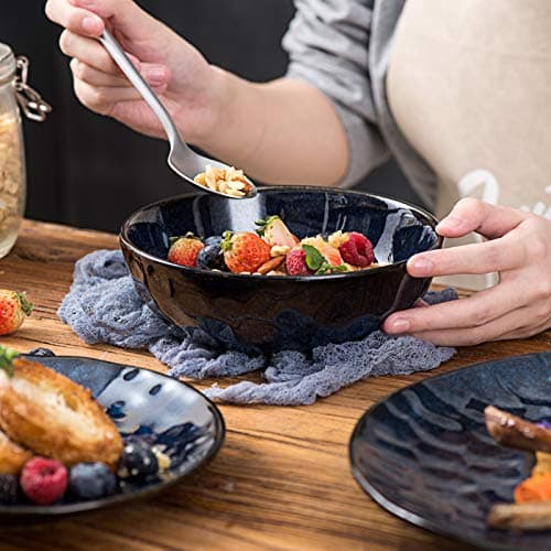 VICRAYS Lot de 6 bols à céréales en porcelaine, grand bol à soupe, saladier de 765,4 g, résistant aux éclats, passe au lave-vaisselle, au micro-ondes