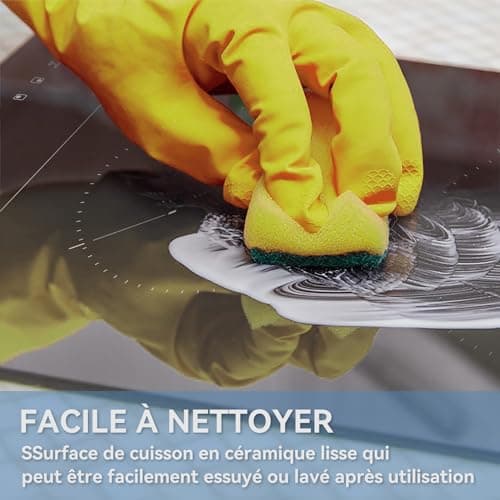 Hermitlux Domino plaque induction 2 feux encastrable, plaque induction Vitrocéramique noire avec 9 niveaux de puissance et fonction Boost, contrôle tactile & sécurité enfants, 30CM, 3500W