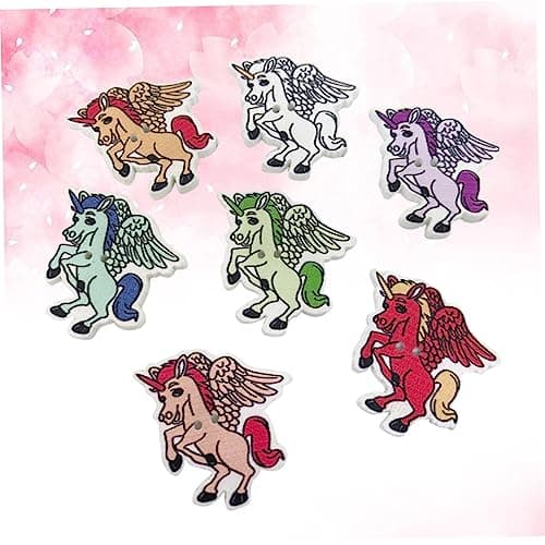 CORHAD Lot de 50 boutons à coudre en forme de licorne, pour décoration de fête, copeaux de bois, animaux
