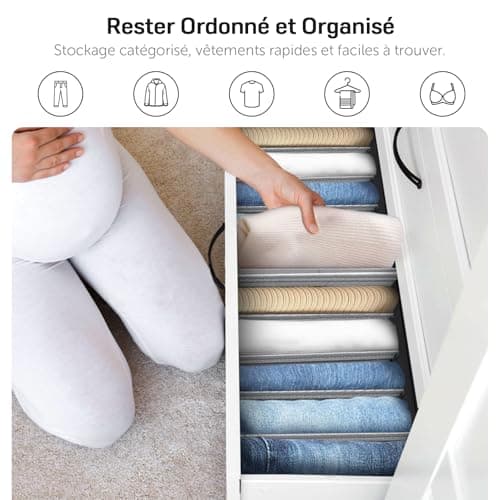 Captainfive Rangement Vetement 3 Pcs, Boite Rangement Vetement Dressing Pliable, Organisateur Tiroir, Organisateur Armoire Vetement Empilable, Lavable avec Poignées Latérales (M, 34 × 25 × 20 cm)