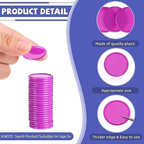 AsyinXson 400pcs Plastic Poker Chip, Mini Poker Chip 25mm, 4 Colors Learning Counter, Counting for Learning Maths Kids Reward