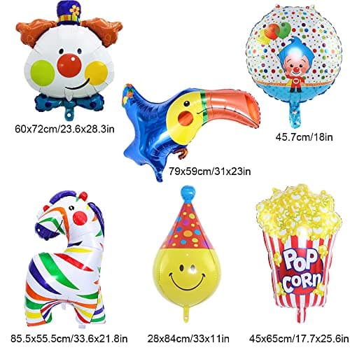 ZOOMPIL Ballons géants animaux de cirque, 12pcs Ballon pour clown, Ballons de fête de clown d'anniversaire pour carnaval cirque anniversaire fête d'halloween faveurs Anniversaire