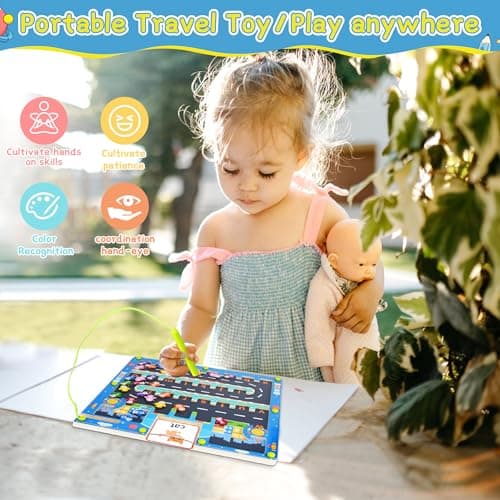 Labyrinthe Magnetique Jeux Montessori Enfant, Parcours Motricité Fine Holz Puzzle pour Apprendre l'Alphabet et Mots, Jeu Educatif Activite Enfant 3 4 5 Ans, Cadeau Garcon Fille pour Anniversaire Noël
