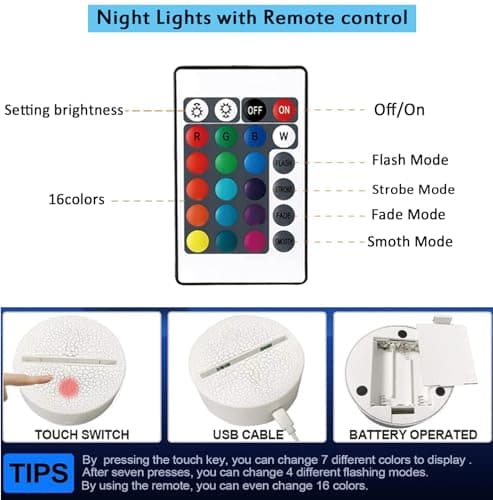 XRR Veilleuse Football avec 2 motifs, Football Lampe 3D Veilleuse à LED, Football Veilleuse Enfant 16 couleurs avec Télécommande Lampe de nuit pour Garçons Filles Ados Hommes