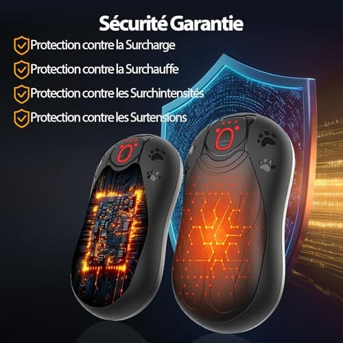 OUTJUT Chauffe Main Electrique 2 en 1 Noir, Chaufferette Main Reutilisable, 3 Niveaux de Chauffe, 12000mAh Rechargeable par USB, Cadeaux Hiver Unisexes, pour Camping et Sports en Extérieur
