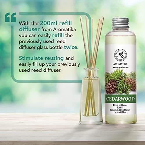 Recharge Diffuseur de Cèdre 200ml - 100% Naturel Huile Essentielle - Fragrance Fraîche et Durable - Idéal pour Aromathérapie - Maison - Bureau - Fitness Club - Restaurant - Boutique