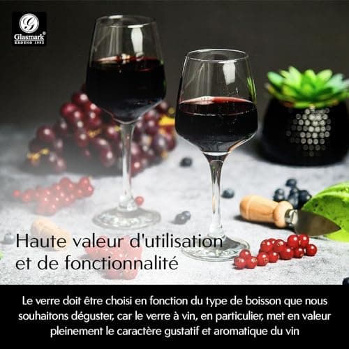 Glasmark KROSNO 1992 Verres à Vin Verres à Vin Rouge Verres à Vin Blanc Lot de 6 Verres à Vin Résistant au Lave-Vaisselle Transparent 6x300 ml