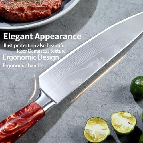 SOSINYA 2 pièces Set Couteau Cuisine Professionnelle:Couteau de Chef 20,5cm & Couteau de cuisine Universel 13cm,Acier Inoxydable Lame Tranchante, Manche Ergonomique Couteaux de cuisine.
