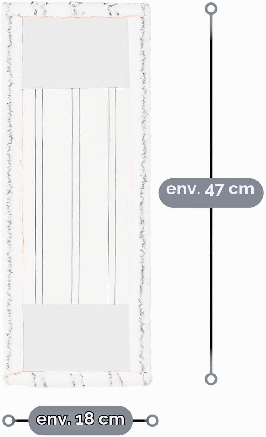 COM-FOUR® Lot de 2 Housses en Microfibre, Pad pour Balai de 42 cm, Couvre-serpillère pour Tous Types de sols, Lavable en Machine à 60 degrés, Chiffon Durable (2 pièces - Blanc/Gris)