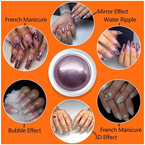 GZMAYUEN Poudre Chrome Ongle Nail Art 6Pcs Miroir Blanc Perle Holo Effet Décoration Design