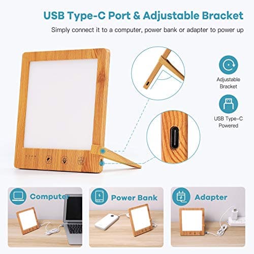 Lampe de luminothérapie 10000 Lux, LED de lumière, 3 couleurs de lumière, avec fonction minuterie Contrôle tactile convient à la maison/bureau, lampe sans UV