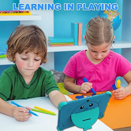 Ascrecem Tablette pour Enfant 10 Pouces Android Tablette Enfants avec WiFi IPS Display,Double Caméra,2Go+32Go ROM,Quad Core,ContrôLe Parental,Tablette Tactile Educative avec Youtube Google Play (Bleu)