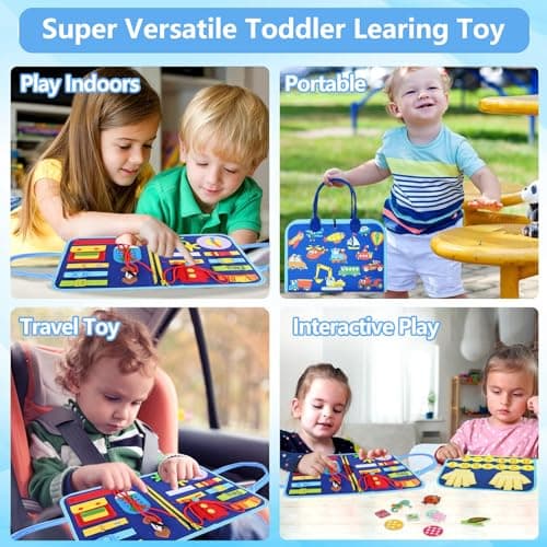 Trdlpyn Busy Board Jouet Montessori 2 3 4 Ans, Sensoriel Jeux Educatif Planche Montessori, Jeux Avion Voiture Enfant Voyage, Cadeau pour Enfants Garçon Fille