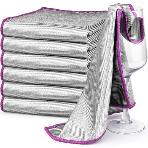 Ekedalen Chiffon Magique Microfibre, 6X Serviette sans Trace Absorbant Polissage, Lingette Essuie Verre Vitre Lunette Miroir Vaisselle Cuisine Menage Voiture, Torchon Nettoyage Réutilisable Lavable