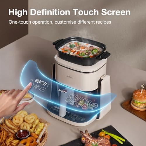 Jimmy Air Fryer et Poêle à Frire 2 en 1, Friteuse à air Transparente Fenêtre Visible 4L, écran Tactile, 8 Programmes de Cuisson, 1100W Friteuse sans Huile, Température et Durée Réglables, AF3