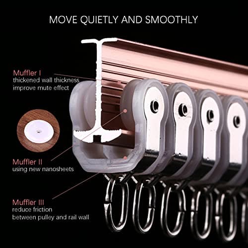 TEN-HIGH Tringles à rideaux flexibles en aluminium, Tringles à rideaux pliables, Tringles à rideaux doubles, Tringles à rideaux lourdes et luxueuses (Or rose, 2 * 3.3m)