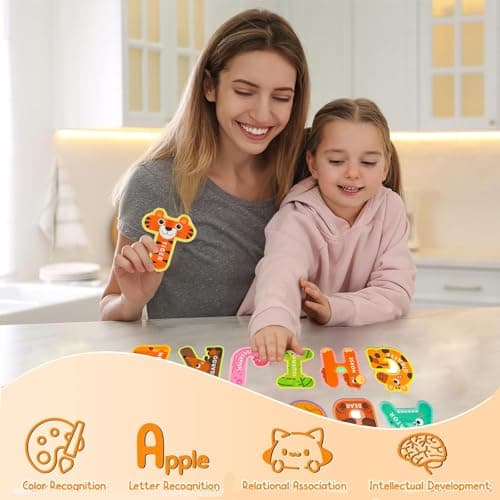 Felly Tableau magnetique Enfant - Jouet éducatif pour Enfants de 3, 4, 5 Ans, réfrigérateur ABC Alphabet Flash Cartes en karton, Jeux Montessori 3 4 5 6 Ans