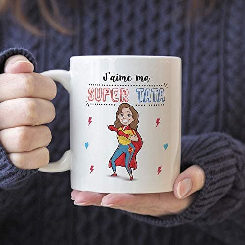 Mugffins Tata Mug/Tasse - J'aime ma Super Tata - Tasse Originale/Cadeau Anniversaire/Future Tante. Céramique 350 ML