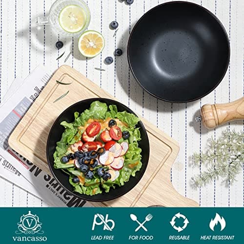 vancasso, Série Moda, Assiette Creuse en Céramique, Assiette à Soupe Saladier - 4 Pièces
