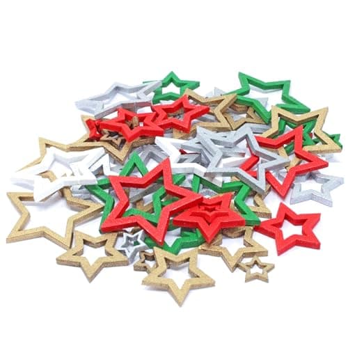 Lot de 50 étoiles de Noël assorties découpées pour loisirs créatifs et scrapbooking