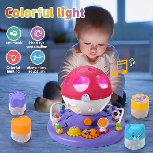 Jouet Bebe 1 2 an Fille, Montessori Sensoriel Jouets avec Musique/Lumière,Jouet Bebe 9 18 24 Mois,Jouet éducatif 1 2 3 Ans Garçon Fille Cadeau d'anniversaire de Noël