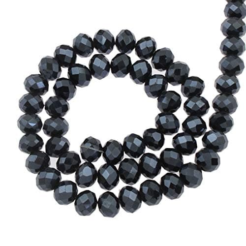 Perles de verre tchèque, en cristal CZ de Bohême, rondes, à facettes, 4/6/8/10 mm, couleur au choix : noir métallisé, 4 x 3 mm