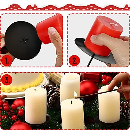 Bougeoirs Noël de l'Avent 6cm, Taozoey Lot de 4 Bougeoirs, Supports de Bougie avec Pic, Bougeoir en Métal pour Décorer des Couronnes, Chandelier Noel, Couronne de l'Avent Décorée Bougie Fixe